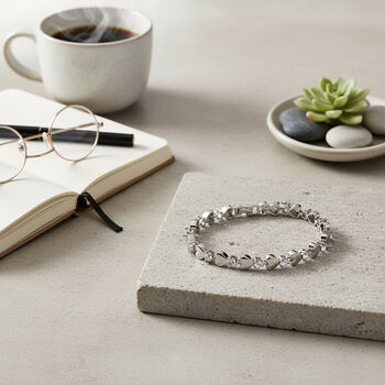 Wei&szlig;er Kristall Armband ca. 19 cm, silberfarben