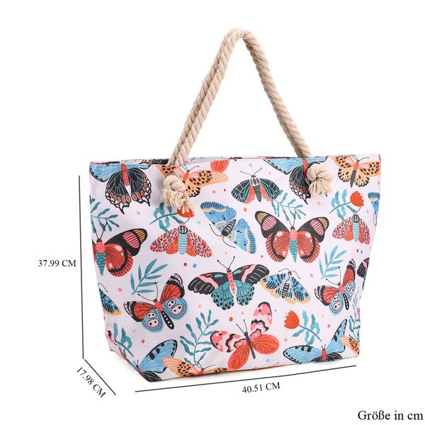 Handbemalte Tasche mit verstellbarem Kordelriemen, 50x17x38cm, Schmetterlingsmuster image number 7