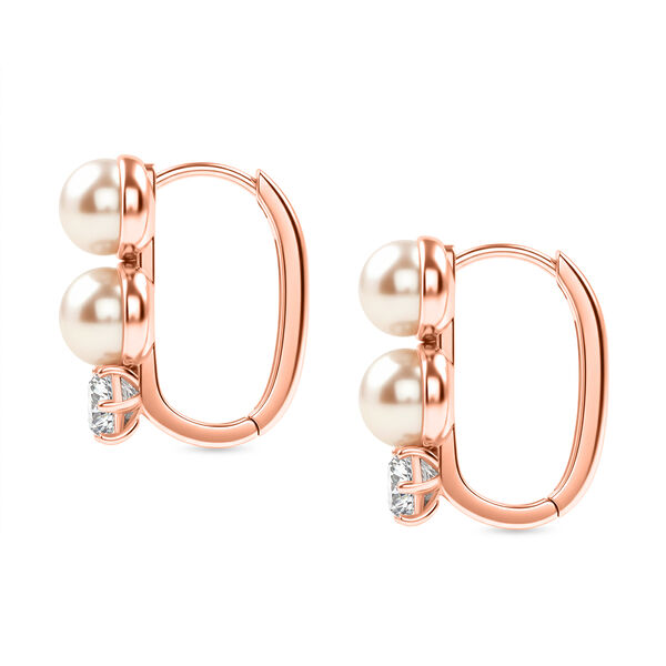 EverTrue Pfirsich S&uuml;&szlig;wasser Perle und Zirkonia Ohrringe image number 4