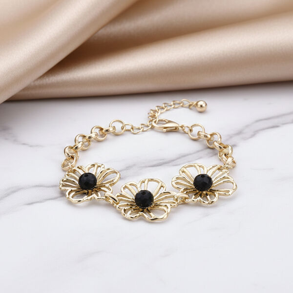 Lila Kristall Armband ca. 19 cm + 5 cm Extender, Gelb image number 1