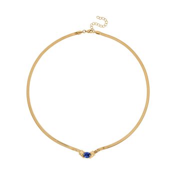 2-teiliges Schmuckset, Halskette und Armband mit Blauer Kristallen, 316L Edelstahl und goldfarben