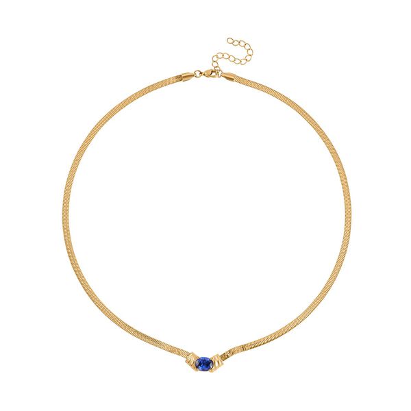 2-teiliges Schmuckset, Halskette und Armband mit Blauer Kristallen, 316L Edelstahl und goldfarben image number 2