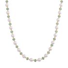 Weiße Muschelkernperle, Grüner Quarz Halskette ca. 45 cm+ 5 cm Extender, Standard gelb vergoldet