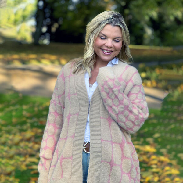 Cardigan Damen, Beige und rosa image number 7