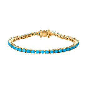 Amerikanisches, natürliches Sleeping Beauty Türkis Armband ca. 19 cm 925 Silber Gelbgold Vermeil ca. 7.61 ct