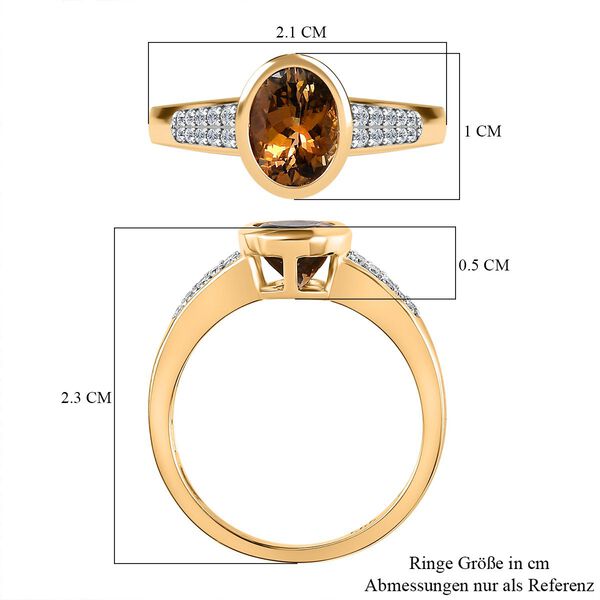 AAA nat&uuml;rlicher, goldener Tansanit und Diamant-Ring - 1,68 ct. image number 7