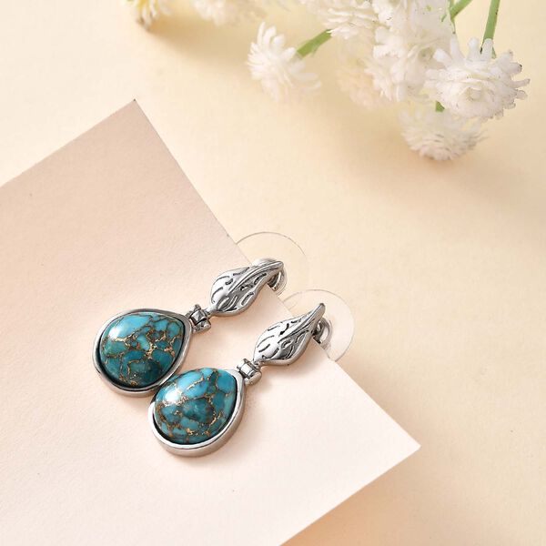 Blaues Türkis Ohrringe  Edelstahl ca. 10.39 ct image number 2