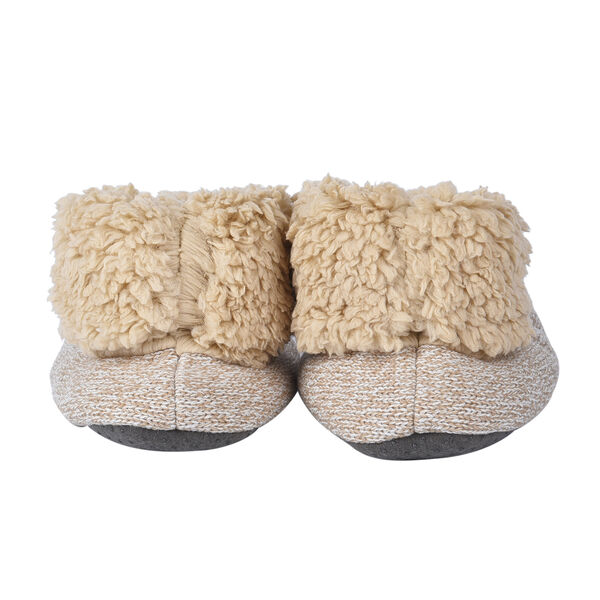 Doppellagige 1 Paar rutschfeste Kunstfell Hausschuhe, Größe S, 25 cm, Beige image number 2