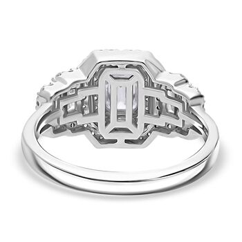 LUXURIANT SGL zertifizierter VS-EF Labor Diamant Ring, 925 Silber platiniert - 1 ct.