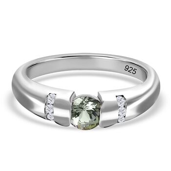 Gr&uuml;ner Tansanit und Zirkon-Ring - 0,73 ct.