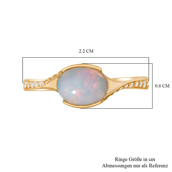 Nat&uuml;rlicher, &auml;thiopischer Welo Opal und Zirkon Ring, 925 Silber vergoldet - 0,99 ct. image number 7