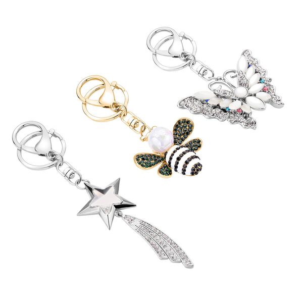 Mehrfarbige Kristall-Sternschnuppe-, Biene- und Schmetterling-Schlüsselanhänger image number 2