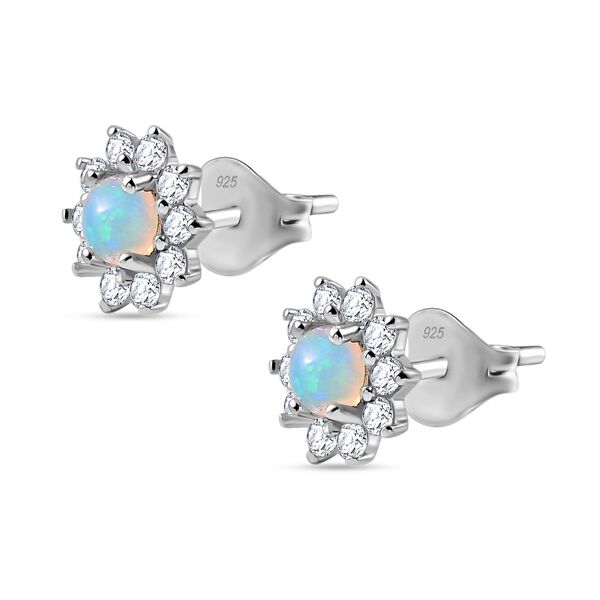 Natürliche, äthiopische Welo Opal und Zirkon-Ohrstecker - 1 ct. image number 4