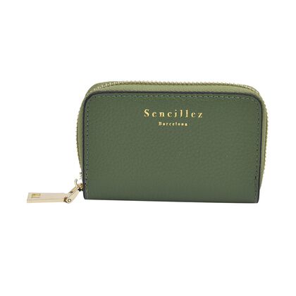 SENCILLEZ Geldbörse aus 100% echtem Leder und RFID Schutz, Größe 12x2x8 cm, Grün