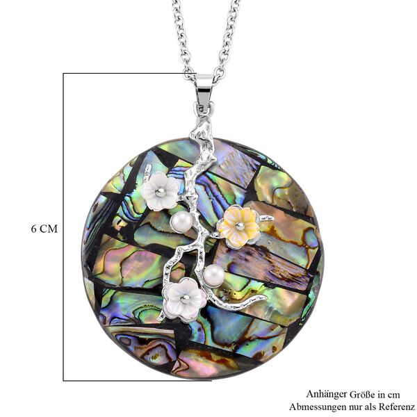 Abalone Muschel, Harz Anh&auml;nger mit Kette ca. 50 cm + 5 cm Extender, 316L Edelstahl, Silberfarben image number 6