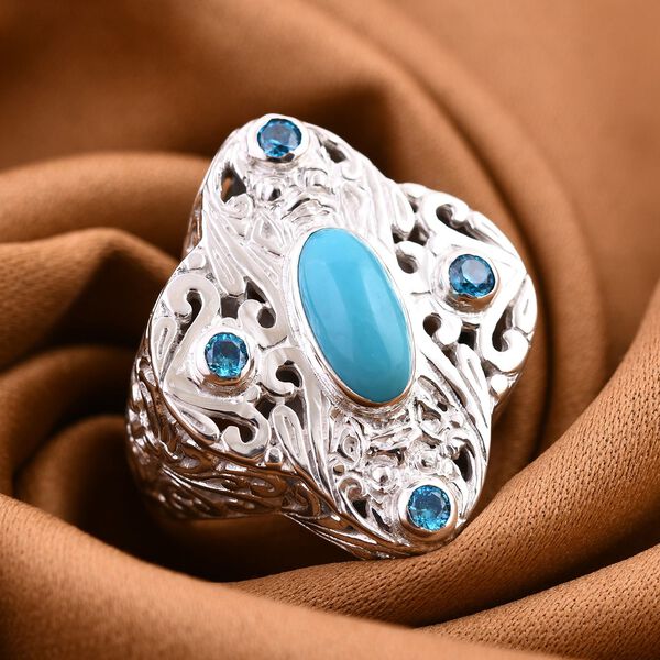 Royal Bali - AA Sleeping Beauty T&uuml;rkis, Neon Apatit Ring, ca. 2.50 ct image number 1