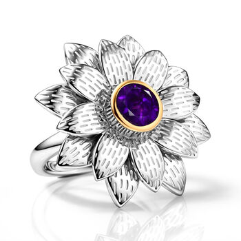 EVER TRUE Afrikanischer Amethyst Ring Nickelfreies Messing platiniert und vergoldet (Gr&ouml;&szlig;e 18.00) ca. 0,77 ct