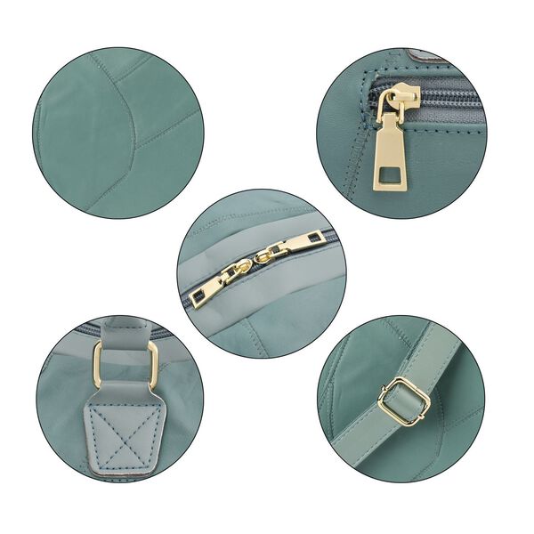 Stylische Patchwork-Reisetasche aus Schafsleder, grün image number 6