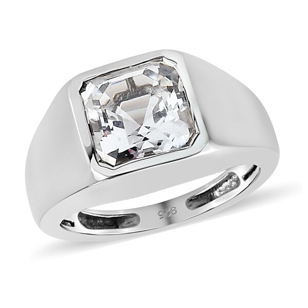 Petalit Solitär Ring 925 Silber Platin-Überzug image number 4