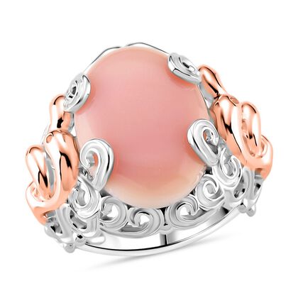 D'Joy Nat&uuml;rlicher Rosa K&ouml;nigsmuschel Perle (18x13 mm) Ring 925 Silber rhodiniert (Gr&ouml;&szlig;e 16.00)