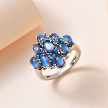 Aurora Mondstein und Neon Apatit Ring - 4,62 ct.