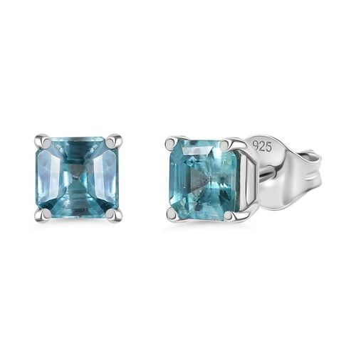 Blauer Zirkon Ohrringe 925 Silber rhodiniert ca. 1,06 ct. image number 0