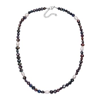 Pfauenfarbene gef&auml;rbte Perle, S&uuml;&szlig;wasser Perle Halskette ca. 45 cm 316L 316 316L Edelstahl