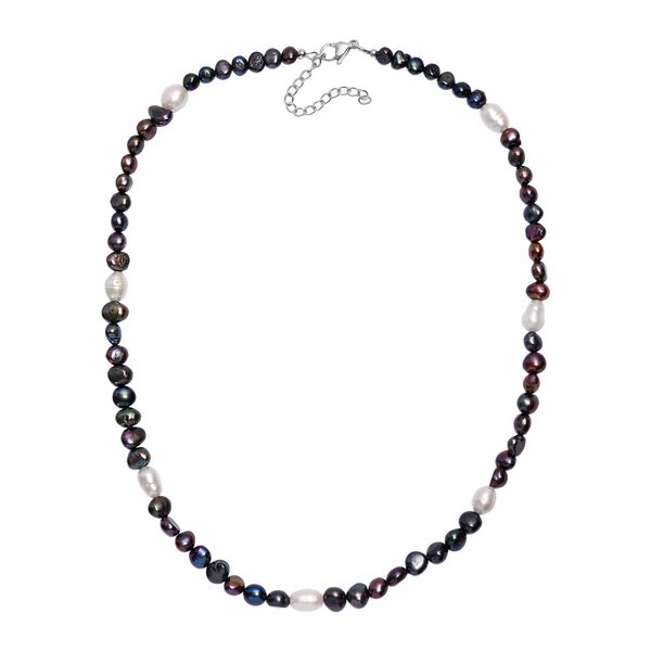 Pfauenfarbene gef&auml;rbte Perle, S&uuml;&szlig;wasser Perle Halskette ca. 45 cm 316L 316 316L Edelstahl image number 3