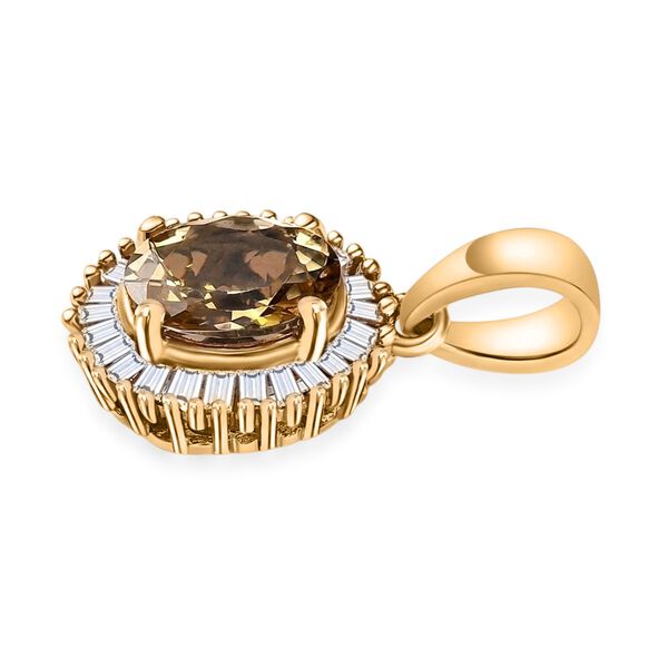 AA nat&uuml;rlicher goldener Tansanit und Diamant Anh&auml;nger, 925er Silber Gelbgold Vermeil - 0,99 ct. image number 3