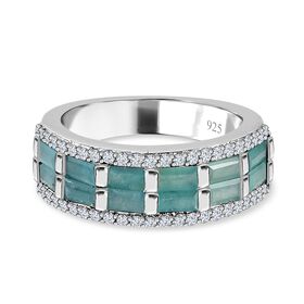 Grandidierit und Zirkon Ring 925 Silber platiniert  ca. 1,85 ct