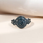 Blauer Diamant Cluster-Halo-Ring in Silber image number 1