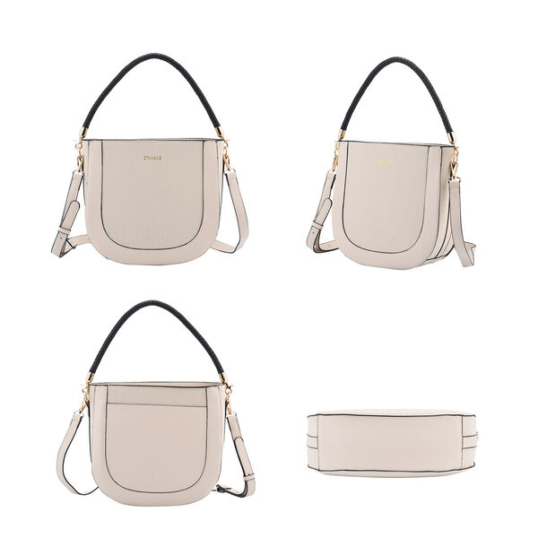 Hobo Tasche mit abnehmbarem Riemen, Größe 26x8x14 cm, Beige image number 4