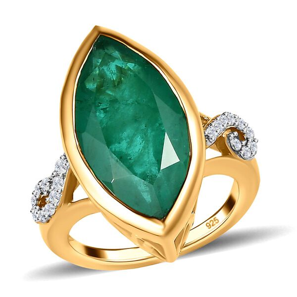 Smaragd Triplett Quarz und Zirkon Ring - 8,76 ct. image number 4