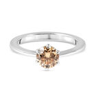Champagner Moissanit Solitär Ring 925 Silber Rhodium-Überzug image number 1