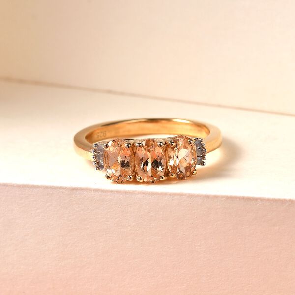 AA Ceylon kaiserlicher Granat und wei&szlig;er Diamant-Ring - 1,82 ct. image number 2