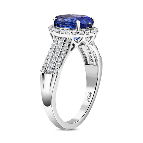 Rhapsody AAAA Tansanit, Wei&szlig;er Diamant Ring 950 Platin (Gr&ouml;&szlig;e 19.00) ca. 4,47 ct image number 3