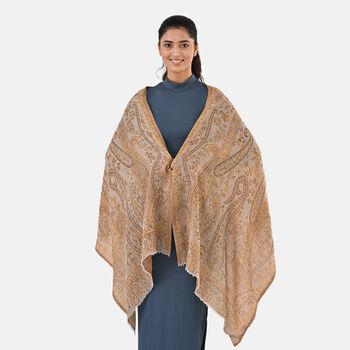 Luxuri&ouml;ser Merino-Seide Jacquard-Schal, 70 x 200 cm, Aprikose