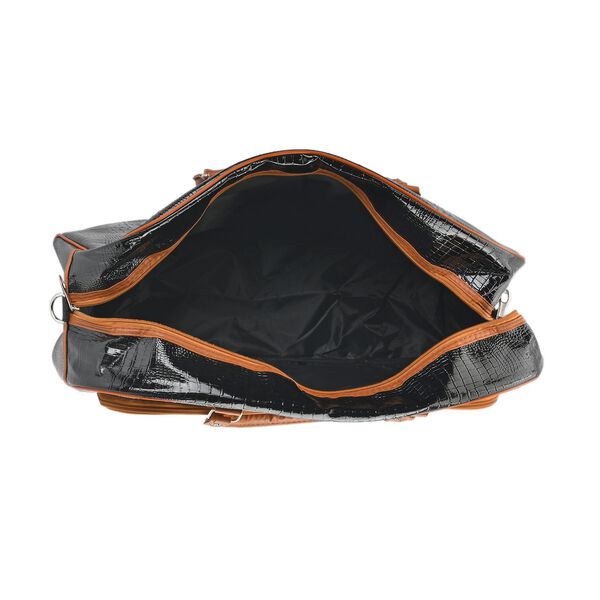 Passage: Reisetasche mit Kroko-Pr&auml;gung und Schulterriemen, Schwarz image number 5