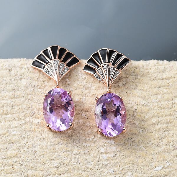 AA Rose De France Amethyst und Zirkon Ohrringe - 11,11 ct. image number 2