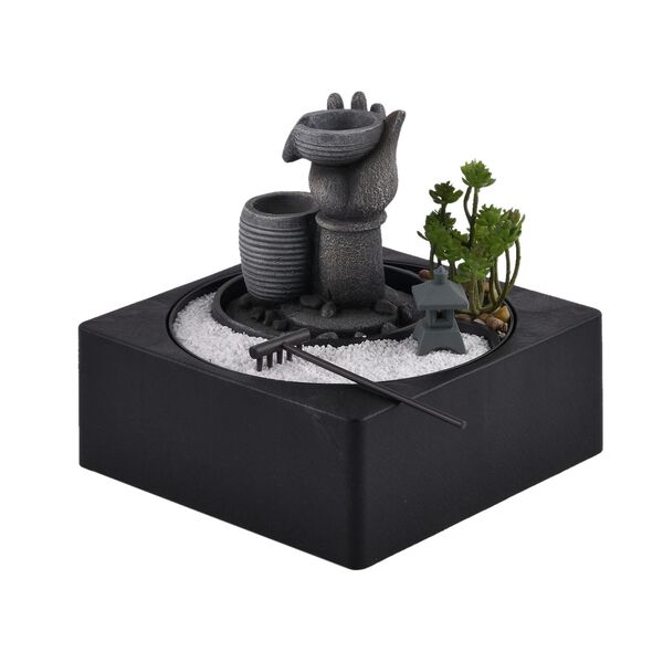 Indoor-Wasserbrunnen mit LED-Licht, 23x23x22 cm, Hand image number 8