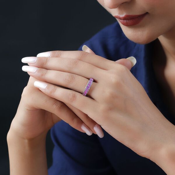 Ilakaka Rosa Saphir (Fissure gefüllt)-Ring, 925 Silber platiniert (Größe 19.00), ca. 1.64 ct image number 3