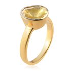 Handgearbeiteter Polki Gelber Diamant Fancy Solitär Ring 925 Silber 585 Vergoldet image number 3