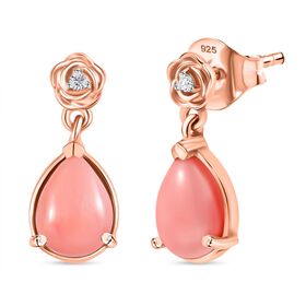 D’joy AA Vinicunca-Peruanischer Opal, Weißer Zirkon Ohrringe 925 Silber 750 rosévergoldet ca. 1.64 ct