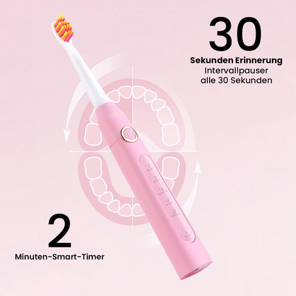 2er-Set elektrische Zahnb&uuml;rste mit 2 Reisetaschen und 8 B&uuml;rstenk&ouml;pfe, Schwarz und Rosa image number 4