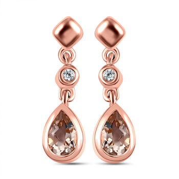 Morganit und wei&szlig;e Zirkon-Ohrringe, 925 Silber Ros&eacute;gold Vermeil ca. 0,76 ct
