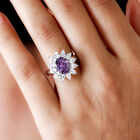 Amethyst und weißer Zirkonia-Ring, reines Ionenbeschichtetes Messing  ca. 7,26 ct image number 2