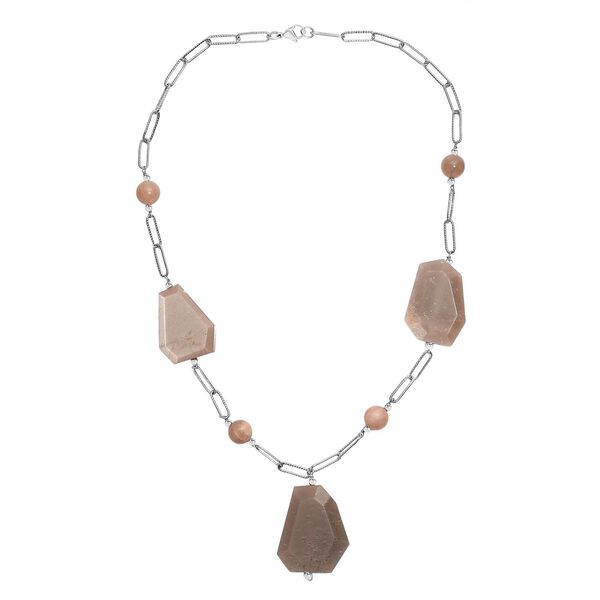 Pfirsich Mondstein 50cm Halskette - 240 ct. image number 4