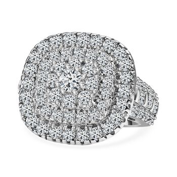 LUSTRO STELLA - Wei&szlig;er Zirkonia Ring, 925 Silber platiniert (Gr&ouml;&szlig;e 18.00) ca. 4.42 ct