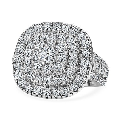 LUSTRO STELLA - Wei&szlig;er Zirkonia Ring, 925 Silber platiniert (Gr&ouml;&szlig;e 18.00) ca. 4.42 ct