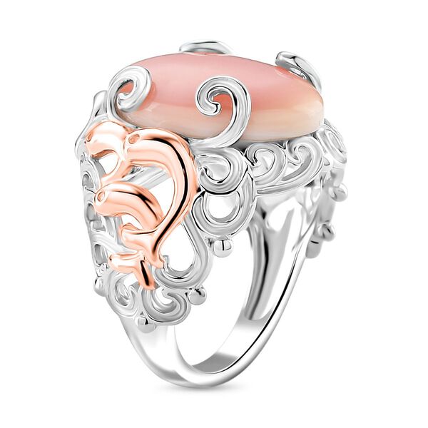 D'Joy Nat&uuml;rlicher Rosa K&ouml;nigsmuschel Perle (18x13 mm) Ring 925 Silber rhodiniert (Gr&ouml;&szlig;e 16.00) image number 3